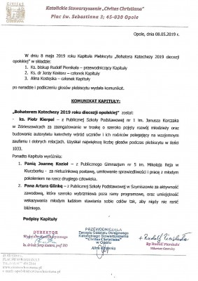 KOMUNIKAT KAPITULY 2019