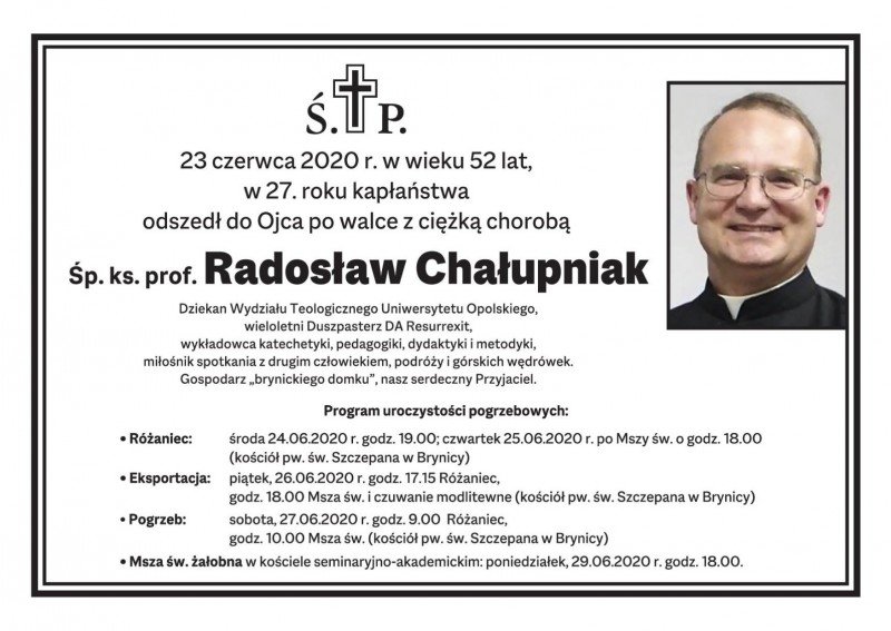 informacja o pogrzebie ks Radka